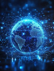 Obraz premium Exploring global connectivity digital network visualization of earth technology graphic night abstract