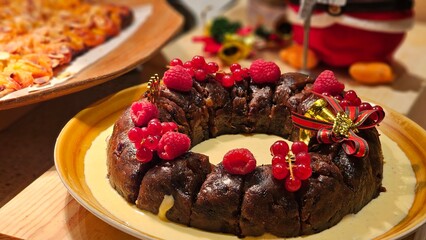 chocolate cake with berries