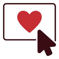 Mouse click on red Heart vector icon - Love sign
