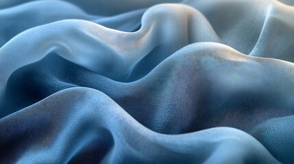 Obraz premium Soft Blue Silk Drapes Gently Illuminated by Warm Light. AI Generated