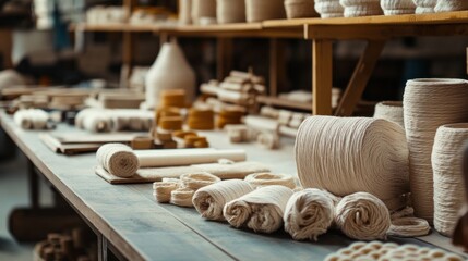 Workshop Cotton Yarn Spools Production