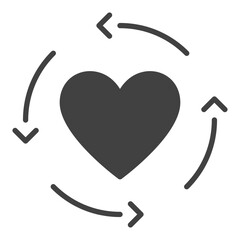 Vector heart inside arrows icon symbol for expressing love