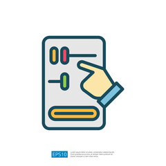 Hand Adjusting Slider Controls on User Interface for Education Icon in Digital Graphic Design