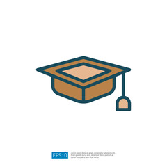 Graduation cap icon symbolizing education and achievement for students pursuing knowledge and success in higher education and academic pursuits