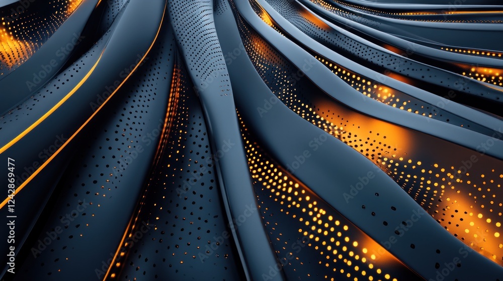 Poster Abstract Dark Metal Structure with Orange Illumination