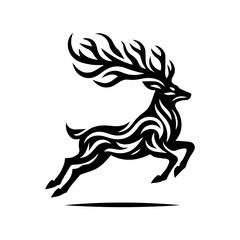 beautiful horned deer logo design