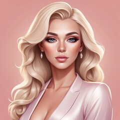 Fototapeta premium Sophisticated Blonde Woman in a Formal Pink Blazer