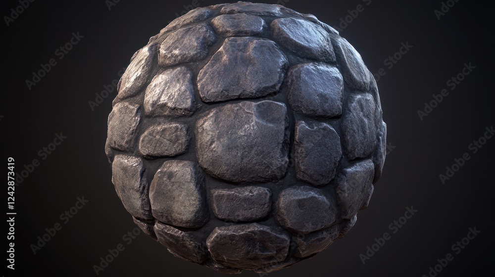 Poster spherical stone cobblestone texture render