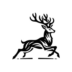 beautiful horned deer logo design