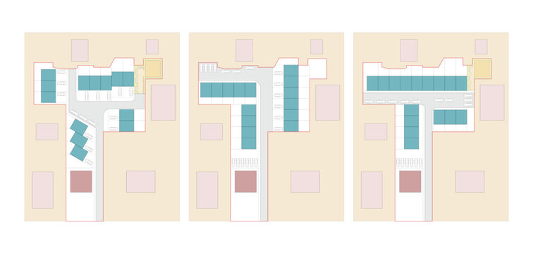 Vector blueprint of an architectural masterplan of a parking lot and garages	