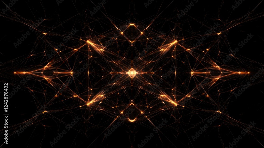 Poster abstract orange light network fractal design