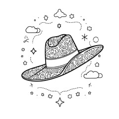 hand drawn illustration of a cowboy hat