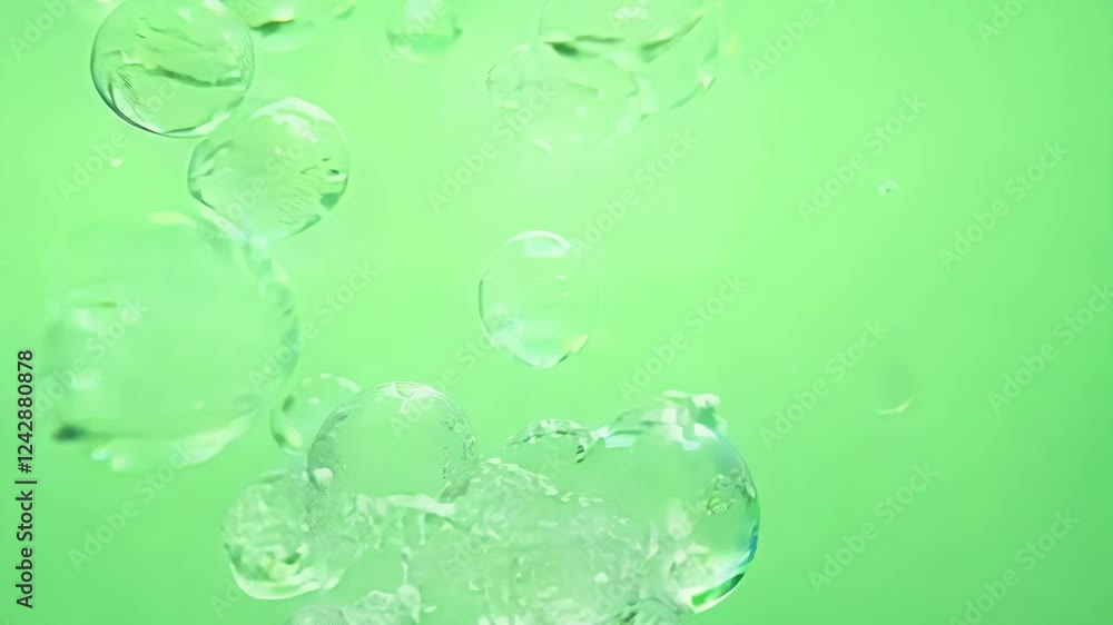 Aufkleber soft round bubbles merging and separating creating dynamic shapes in midair. green screen chromakey