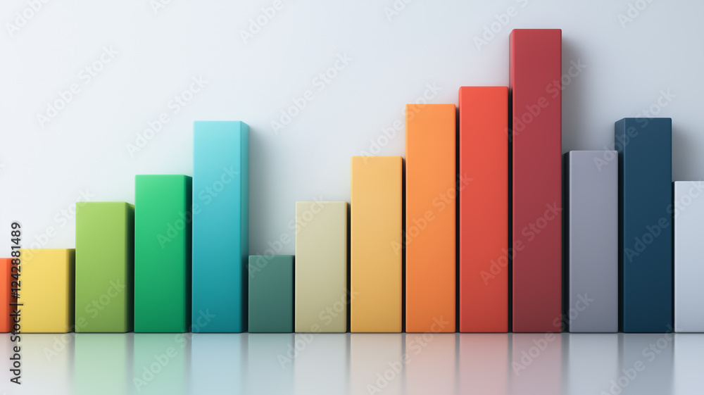Poster a colorful bar chart graph showing growth and progress.