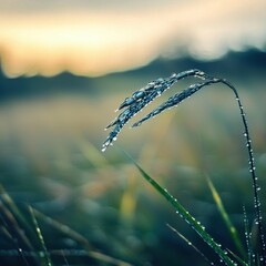 Exploring the Delicate Beauty of Water Droplets on Grass in Nature's Macro World