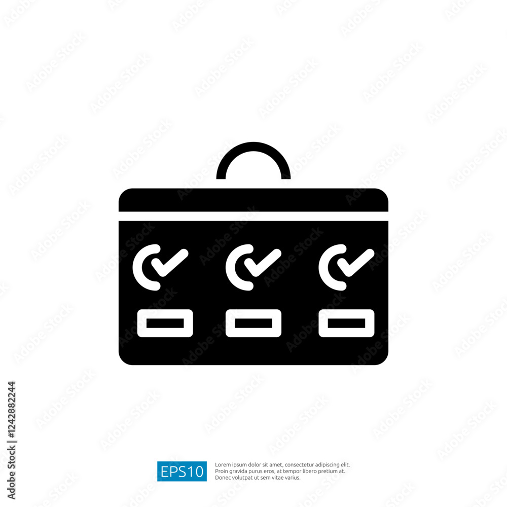 Poster organizational checklist icon representing task management with check marks for efficient planning a