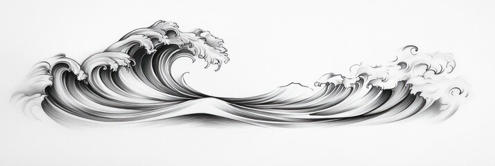 Intricate Drawing of Ocean Waves Crashing