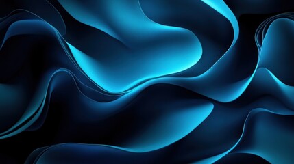 Obraz premium Abstract Blue Swirling Waves Digital Art