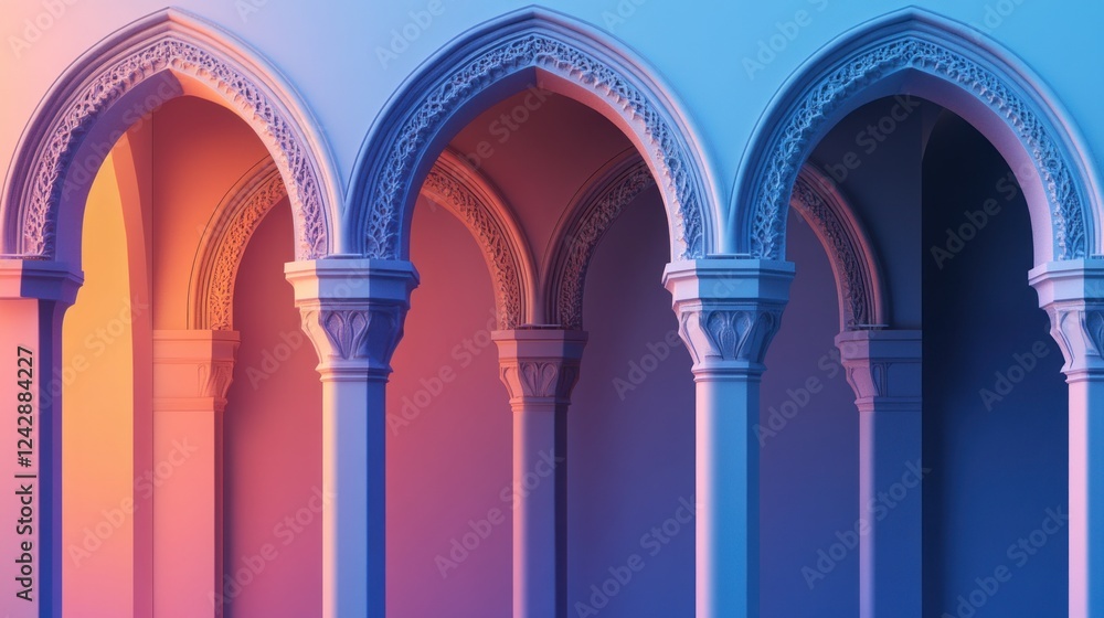 Poster elegant architectural arches with intricate column details