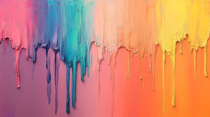 A vibrant dripping paint effect with soft pastel tones blending together