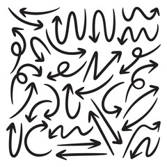 Set of hand drawn arrow vector