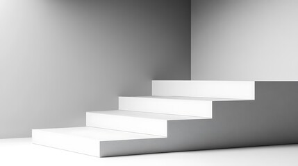 White stairs, corner room, display