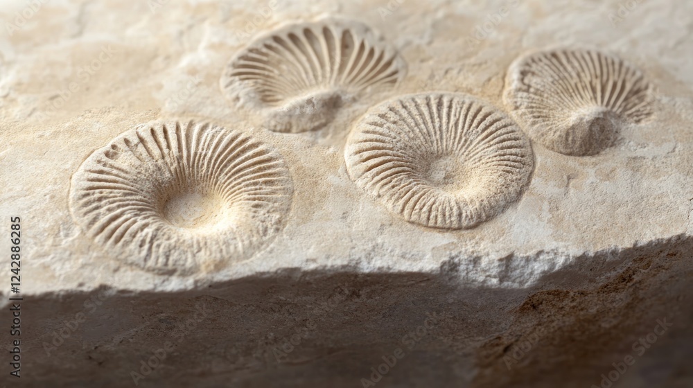 Poster Fossilized marine organisms embedded in ancient stone