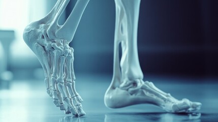 Walking Skeleton Feet Anatomy Studio Blue Background