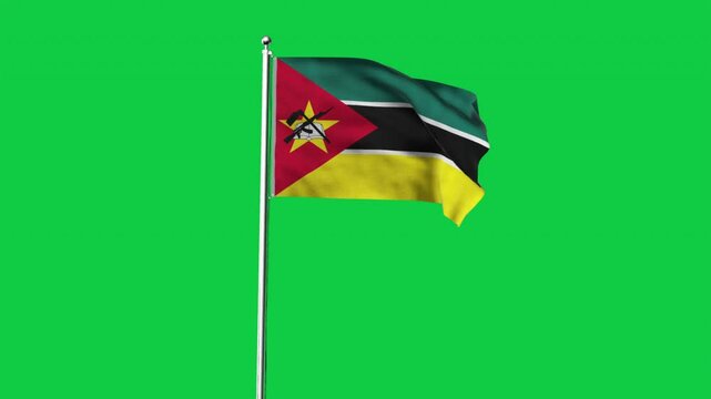 High detailed flag of Mozambique. National Mozambique flag. Africa. 3D Render.