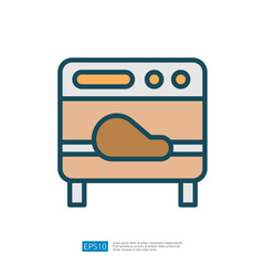 Illustration Of An Oven With A Cooked Chicken Ready For Serving Signifying Home Cooking And Culinary Creativity
