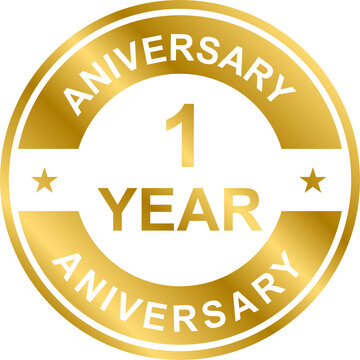 1 year anniversary gold icon for graphic design, logo, website, social media, mobile app, UI illustration