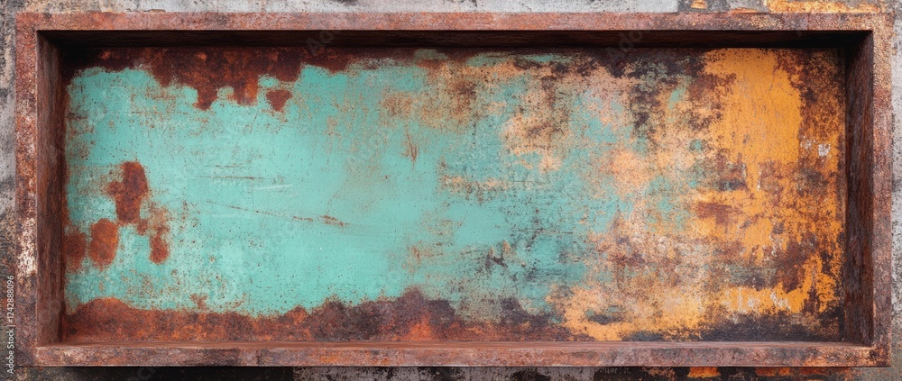 Poster rusty metal surface with textured patterns creating a vintage industrial aesthetic perfect for desig