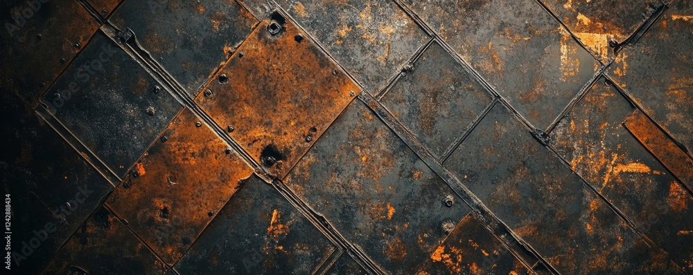 Poster rusty metal surface with textured patterns creating a vintage industrial aesthetic perfect for desig