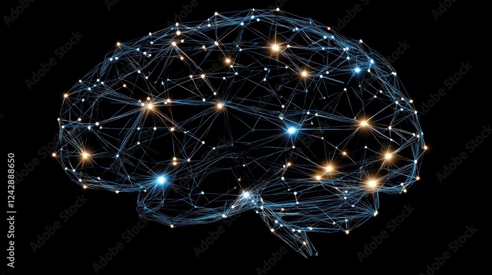 Poster Illuminated Neural Network Brain Structure