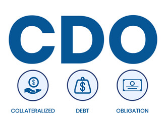 CDO - Collateralized Debt Obligation acronym. business concept background. vector illustration concept with keywords and icons. lettering illustration with icons for web banner, flyer, landing page