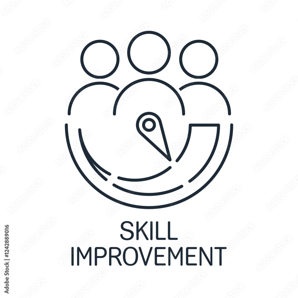 Poster group enhancement. skill improvement.vector linear icon isolated on white background.