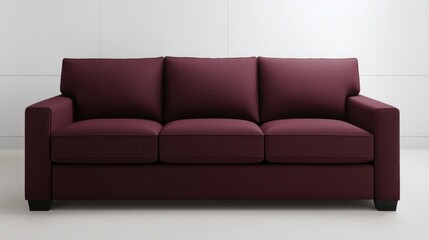 Modern Maroon Three-Seater Sofa in Minimalist Setting