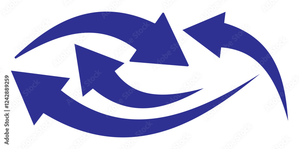 Poster curve arrow icon vector set. set of blue long curve arrow for app and ui design. long up arrow icon 