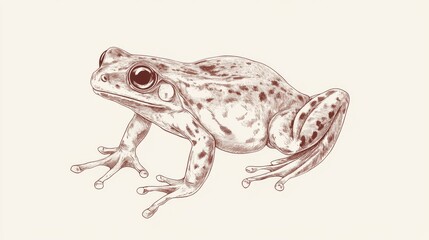 Naklejka premium Detailed frog drawing, wildlife illustration, nature study, educational resource