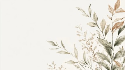 Naklejka premium Dried floral arrangement corner design, neutral background, botanical illustration, website header