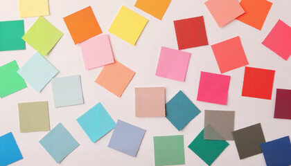Obraz premium Vibrant color palette samples on white background, design inspiration