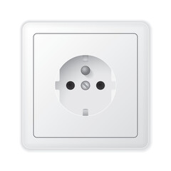 Realistic vector white socket. Type F. Isolated on white background