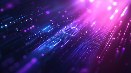 Naklejka premium Abstract data streams, glowing, purple, technology, background, digital, future