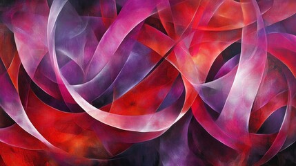 Abstract Red Purple Swirling Lines Artwork
