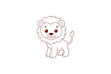 Lion Cartoon Illustration for Print