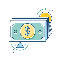 cash icon, cash vector illustration-simple illustration of cash, perfect for cash logos and icons