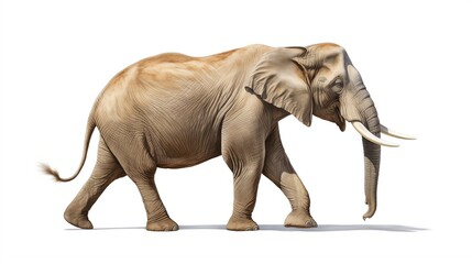 Obraz premium Realistic side view of walking Asian Elephant isolated on white background