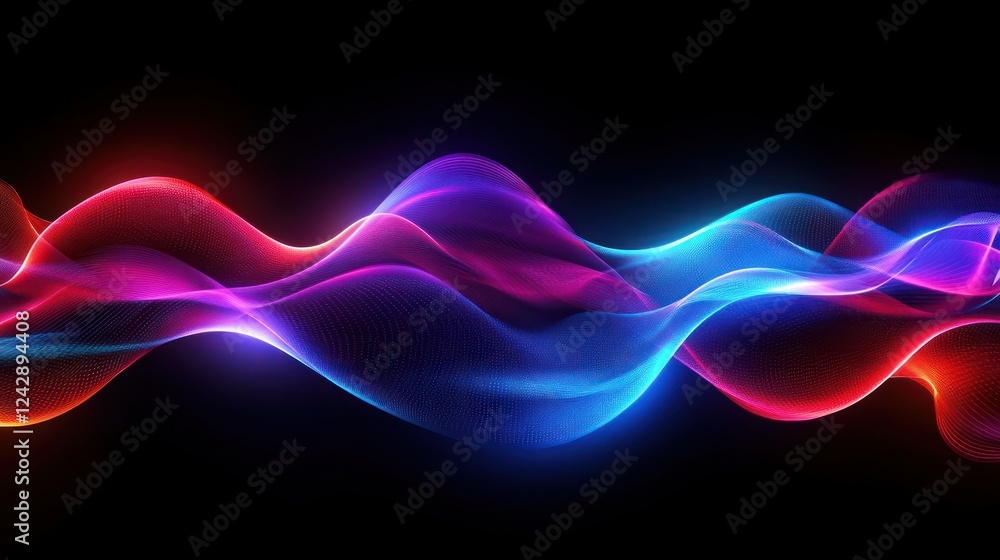 Poster Abstract Colorful Waves Flowing Dynamically Across Black Background