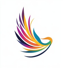 Naklejka premium Abstract colorful bird wing logo design on white