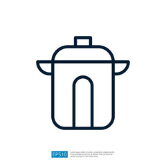 Stylish Cooking Pot Icon Representing Culinary Tools and Kitchen Essentials for Food Preparation and Gourmet Cooking at Home and in Restaurants
